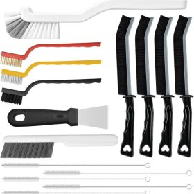 15-Piece Crevice Cleaning Brush Set - Hard Bristle Scrub Tool For Grout, Windows & Corners
