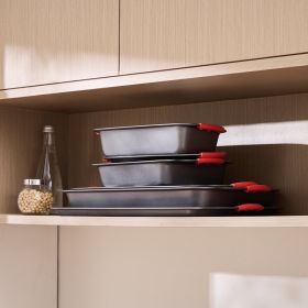 Baking Pan Set 6-Piece Nonstick Carbon Steel Bakeware Set With Silicone Handle