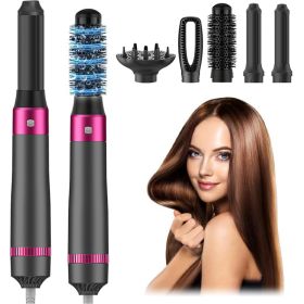 5 In 1 Hair Dryer Brush Kit, Blow Dryer Brush For Drying, Straightening, Volumizing, Curling And Styling Hair - 1000W - Gold