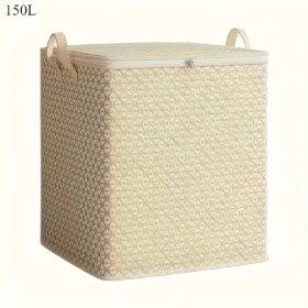 Large Capacity Thickened Waterproof Storage Box , Bag For Clothes, Comforters, Foldable Closet Organizer, Home Bedroom Miscellaneous Storage Bag, Dorm (Option: Beige-150L-2pcs)