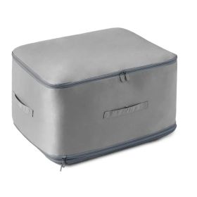 Large Foldable Storage Bag For Comforter Quilt Blanket Clothes Pillows Beddings Self Compression Organizer For Duvet Closet Storage Containers With Du (Option: Grey-L)