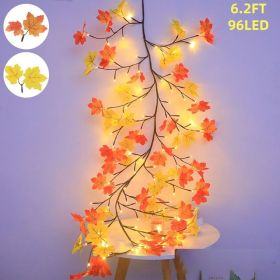 9.52FT  144 LED Autumn Decorative Lights, Home USB-powered Waterproof Autumn Wreath, Suitable For Indoor And Outdoor Decoration During Halloween And T (Option: 96LED 6.2FT)