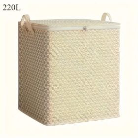 Large Capacity Thickened Waterproof Storage Box , Bag For Clothes, Comforters, Foldable Closet Organizer, Home Bedroom Miscellaneous Storage Bag, Dorm (Option: Beige-220L-2pcs)