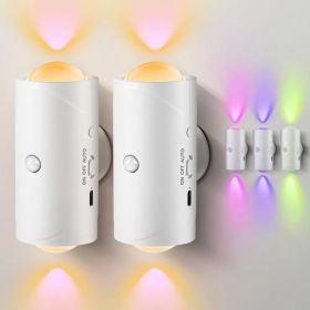 LED Motion Sensor Night Light, 7 Colors Rechargeable Battery Stair Light, Wireless Magnetic Wall Lamp, Cordless LED Wall Night Lights For Steps, Bedro (Option: White2PCS)