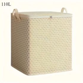 Large Capacity Thickened Waterproof Storage Box , Bag For Clothes, Comforters, Foldable Closet Organizer, Home Bedroom Miscellaneous Storage Bag, Dorm (Option: Beige-110L-2pcs)