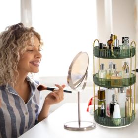3 Tier Rotating Makeup Organizer 360Â° Spinning Perfume Cosmetic Storage Tray 55LBS Load Countertop Shelves For Lotion Lipstick (Option: Green)