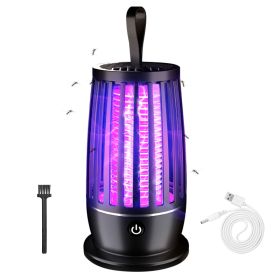 1Pc Rechargeable Mosquito Killer Lamp Bug Zapper With Night Light Strap Mosquito Catcher With Max 1615Square Feet Range UV Light For Indoor Outdoor (Option: Black)