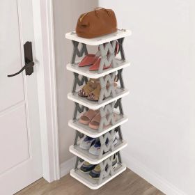 6 Tier Foldable Shoe Rack Vertical Shoe Organizer Narrow Shoe Rack For Small Spaces Space Saving Free Standing For Corner Entryway Hallway Bedroom (Option: Grey)