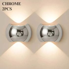 LED Modern Indoor Wall Light With Motion Sensor 3 Color Modes 2700K/4500K/6500K USB Rechargeable Magnetic Portable Wall Sconce For Living Room Bedroom (Option: Silver2PCS)
