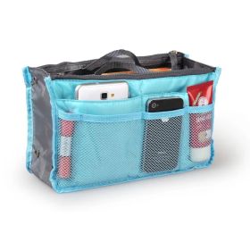 Women Lady Travel Insert Handbag Organiser Makeup Bags Toiletry Purse Liner W/Hand Strap (Option: BLUE)